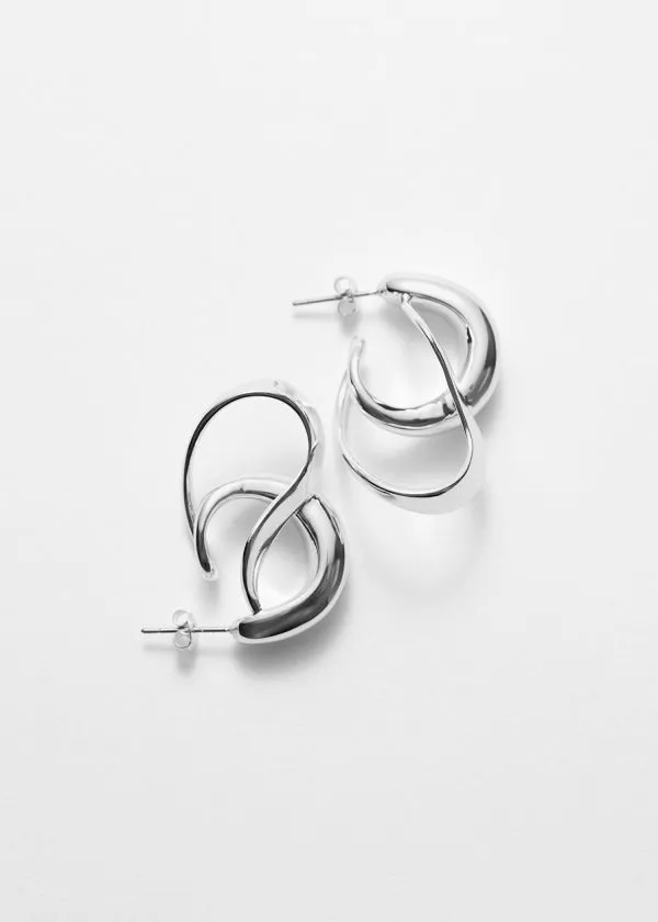 Women Earrings and Other Stories Silver Plated Sculptural Hoops Silver