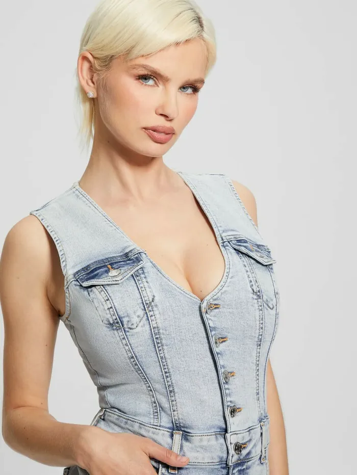 Women Eco Bella Denim Romper Heart Lake Jeans and Denim GUESS Women Eco Bella Denim Romper Heart Lake Jeans and Denim GUESS