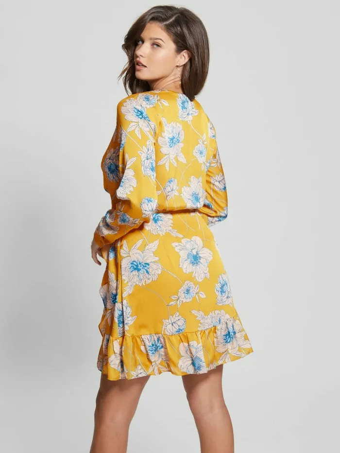 Women Eco Mimosa Printed Dress Golden Bloom Print Dresses and Jumpsuits GUESS