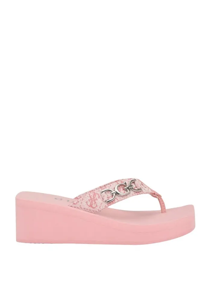 Women Edany Denim G Buckle Wedge Sandals Medium Pink Sandals GUESS Women Edany Denim G Buckle Wedge Sandals Medium Pink Sandals GUESS