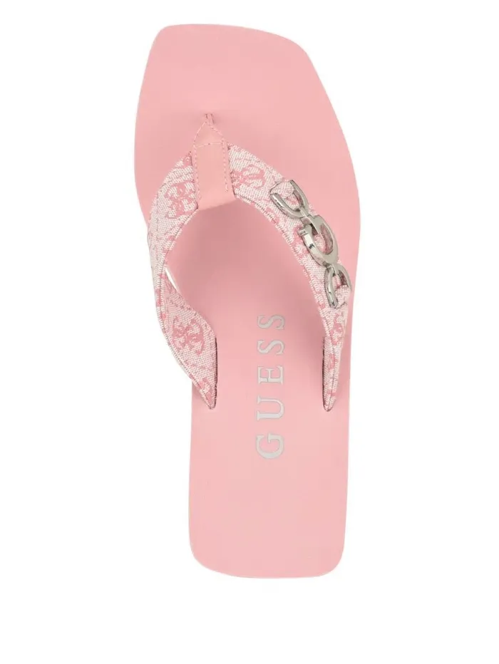 Women Edany Denim G Buckle Wedge Sandals Medium Pink Sandals GUESS Women Edany Denim G Buckle Wedge Sandals Medium Pink Sandals GUESS