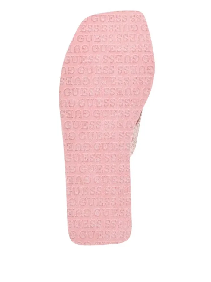 Women Edany Denim G Buckle Wedge Sandals Medium Pink Sandals GUESS Women Edany Denim G Buckle Wedge Sandals Medium Pink Sandals GUESS