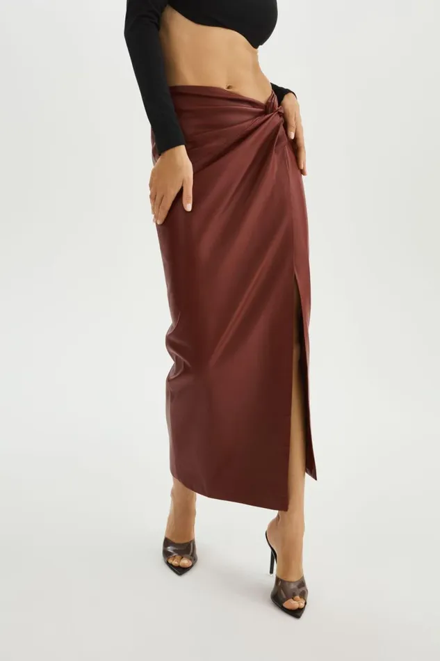 Women EILEEN Faux Leather Maxi Skirt Syrah LAMARQUE Skirts
