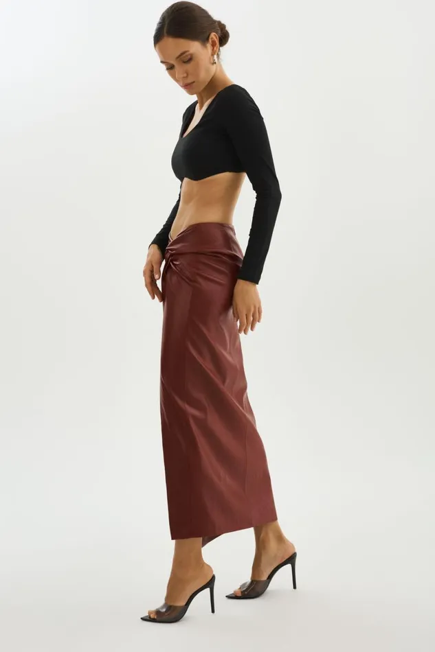 Women EILEEN Faux Leather Maxi Skirt Syrah LAMARQUE Skirts Women EILEEN Faux Leather Maxi Skirt Syrah LAMARQUE Skirts