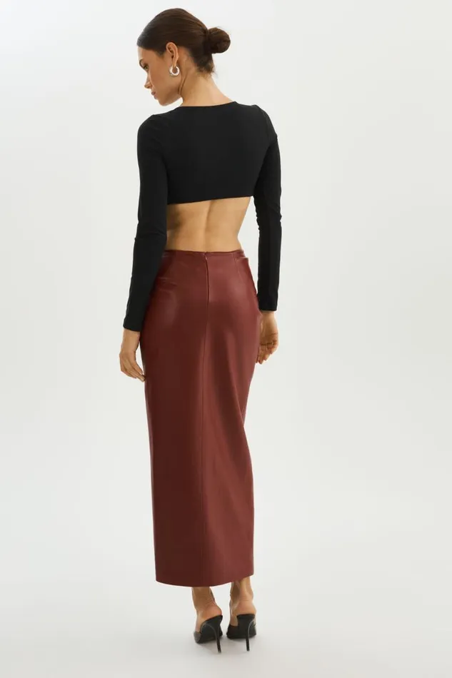 Women EILEEN Faux Leather Maxi Skirt Syrah LAMARQUE Skirts Women EILEEN Faux Leather Maxi Skirt Syrah LAMARQUE Skirts