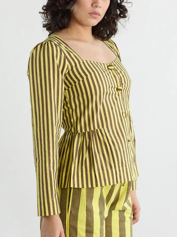 Women Eloise Stripe Blouse Yellow Choc Stripe Lisa Says Gah Blouses