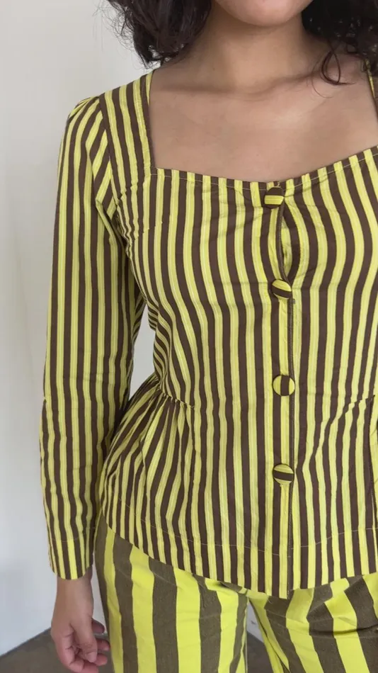 Women Eloise Stripe Blouse Yellow Choc Stripe Lisa Says Gah Blouses