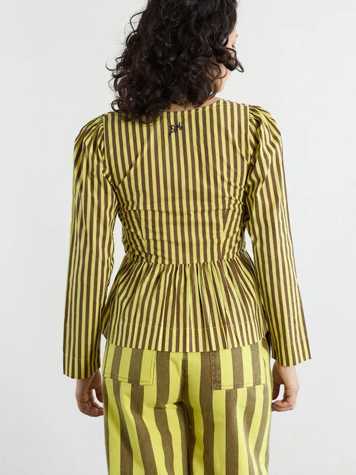 Women Eloise Stripe Blouse Yellow Choc Stripe Lisa Says Gah Blouses