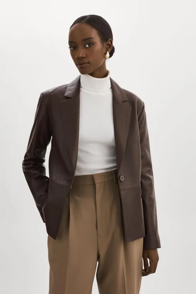 Women ELZA Leather Blazer Mahogany LAMARQUE Leather Jackets Women ELZA Leather Blazer Mahogany LAMARQUE Leather Jackets