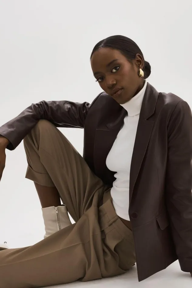 Women ELZA Leather Blazer Mahogany LAMARQUE Leather Jackets Women ELZA Leather Blazer Mahogany LAMARQUE Leather Jackets