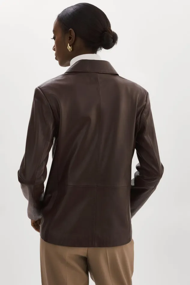 Women ELZA Leather Blazer Mahogany LAMARQUE Leather Jackets Women ELZA Leather Blazer Mahogany LAMARQUE Leather Jackets