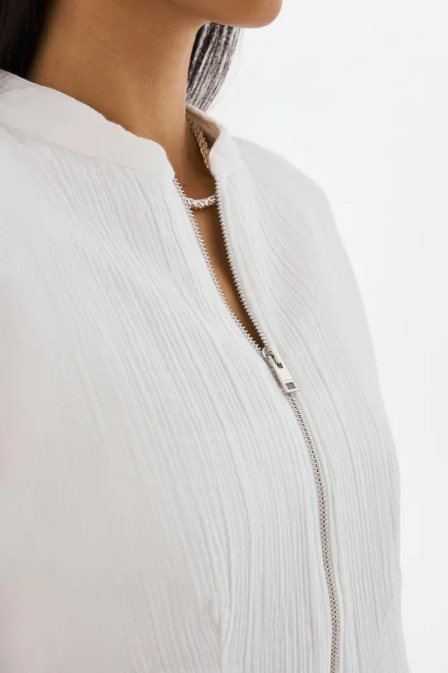 Women ENRICA Cotton Bomber Jacket Off White LAMARQUE Bombers Women ENRICA Cotton Bomber Jacket Off White LAMARQUE Bombers