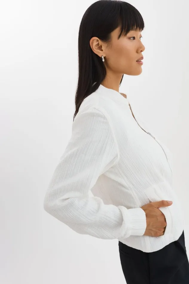 Women ENRICA Cotton Bomber Jacket Off White LAMARQUE Bombers Women ENRICA Cotton Bomber Jacket Off White LAMARQUE Bombers