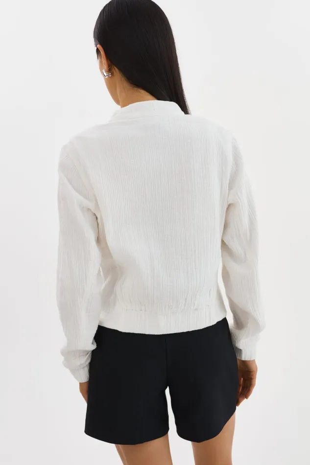 Women ENRICA Cotton Bomber Jacket Off White LAMARQUE Bombers Women ENRICA Cotton Bomber Jacket Off White LAMARQUE Bombers