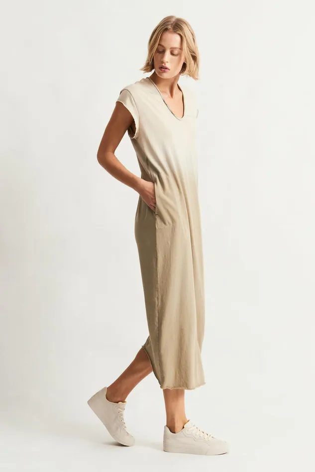 Women Faded Sand Cocoon Dress Raquel Allegra Bottoms