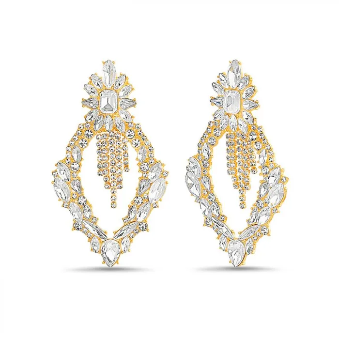 Women Fashion Jewelry Badgley Mischka Crystal Cluster Statement Earrings