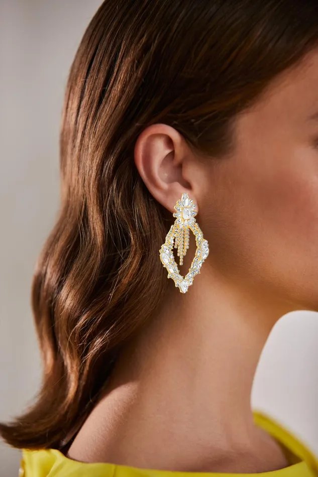 Women Fashion Jewelry Badgley Mischka Crystal Cluster Statement Earrings