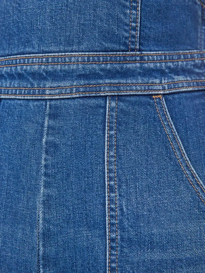 Women Flare Mother Denim High Waisted Twister Overall Sneak Wash Punch Buggy