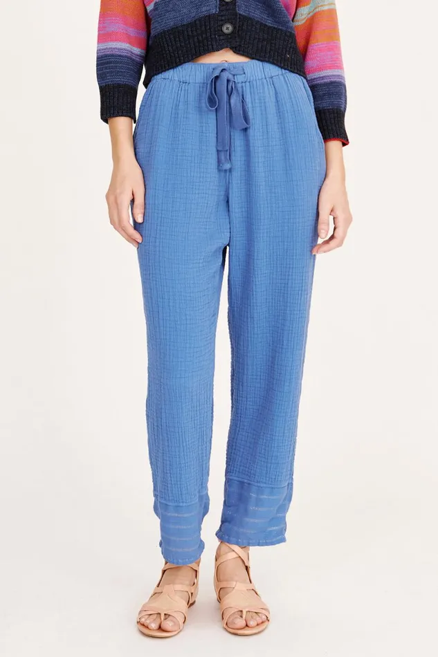 Women Gauze Dusty Blue Overland Pant Raquel Allegra Bottoms