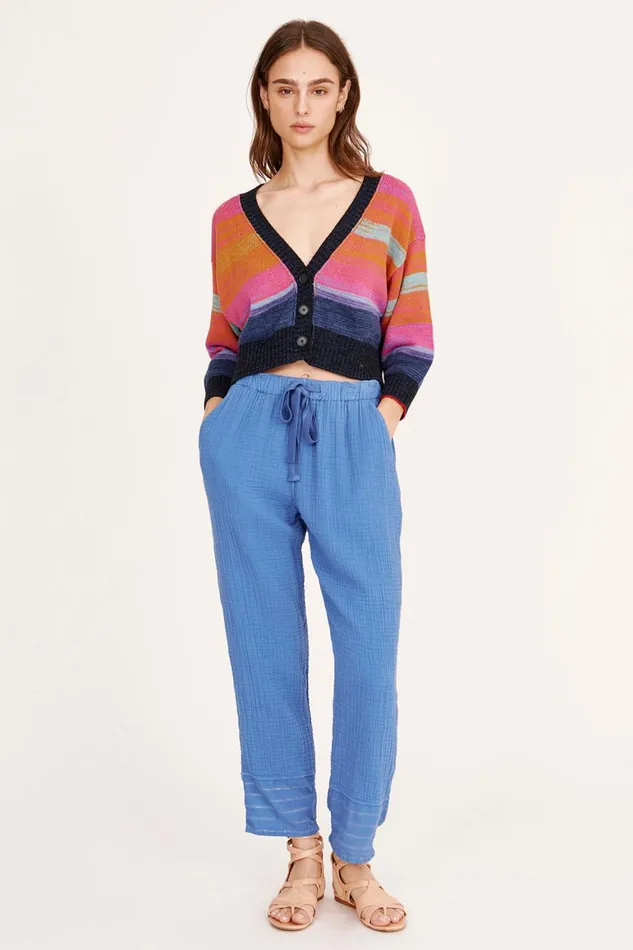 Women Gauze Dusty Blue Overland Pant Raquel Allegra Bottoms