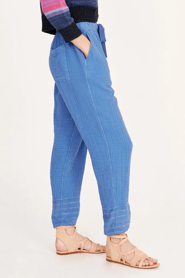 Women Gauze Dusty Blue Overland Pant Raquel Allegra Bottoms