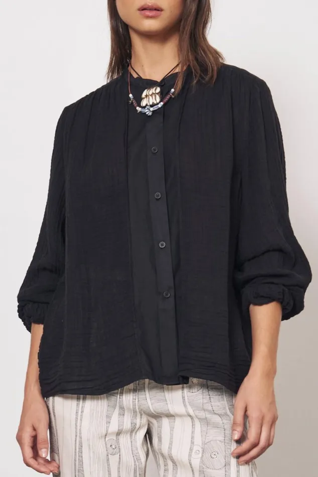 Women Gauze Faded Black Victoria Blouse Raquel Allegra Tops