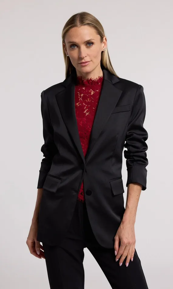 Women Generation Love Clothing Blazers and Jackets Drea Satin Blazer Black