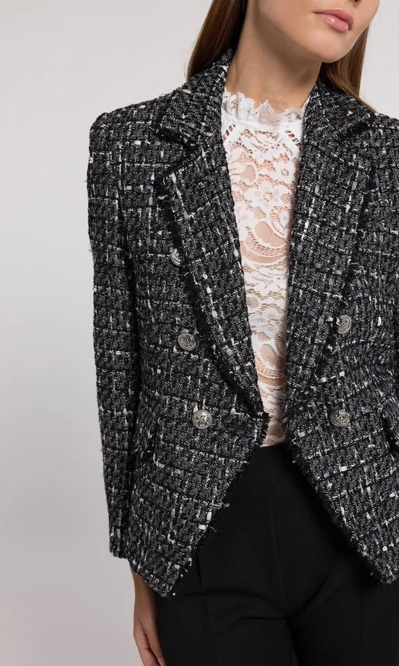 Women Generation Love Clothing Blazers and Jackets Eliza Tweed Blazer Grey Multi