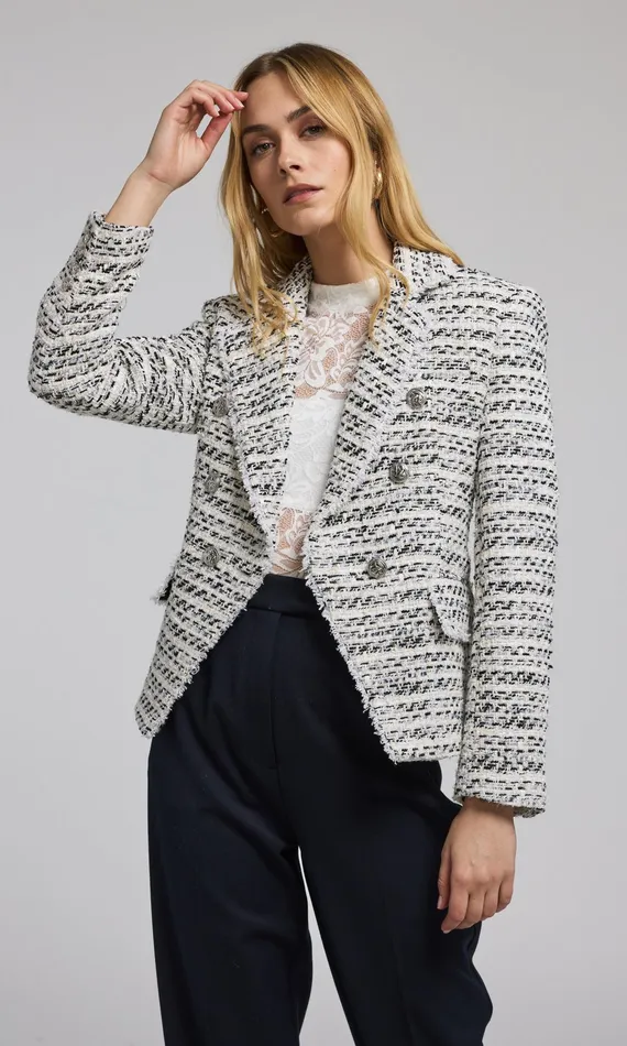 Women Generation Love Clothing Blazers and Jackets Eliza Tweed Blazer Whiteblack