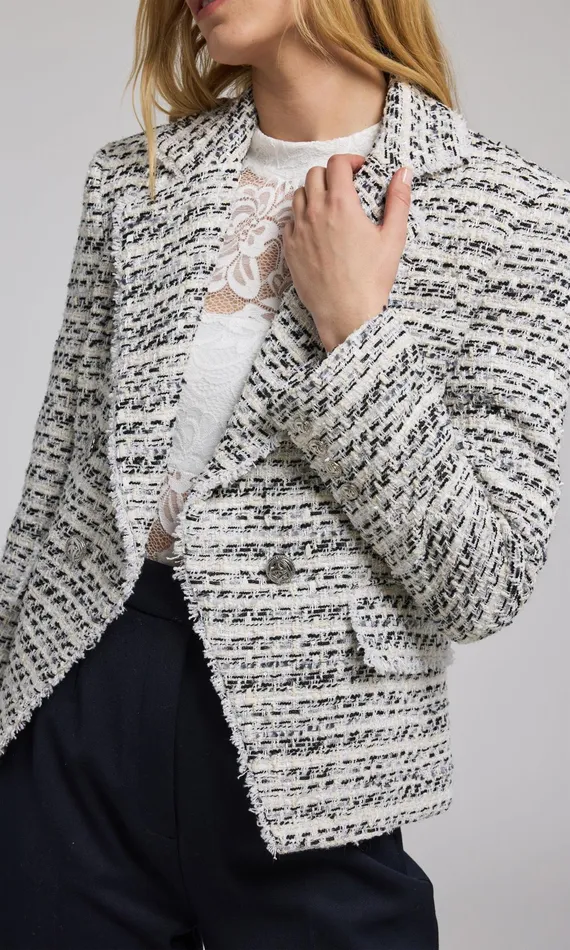Women Generation Love Clothing Blazers and Jackets Eliza Tweed Blazer Whiteblack