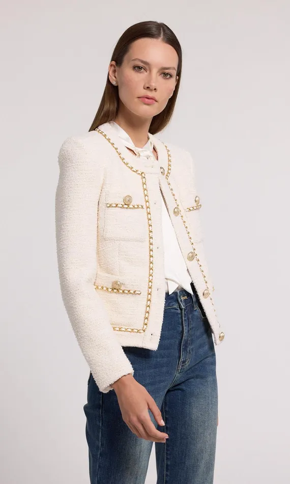 Women Generation Love Clothing Blazers and Jackets Velma Tweed Jacket Cream