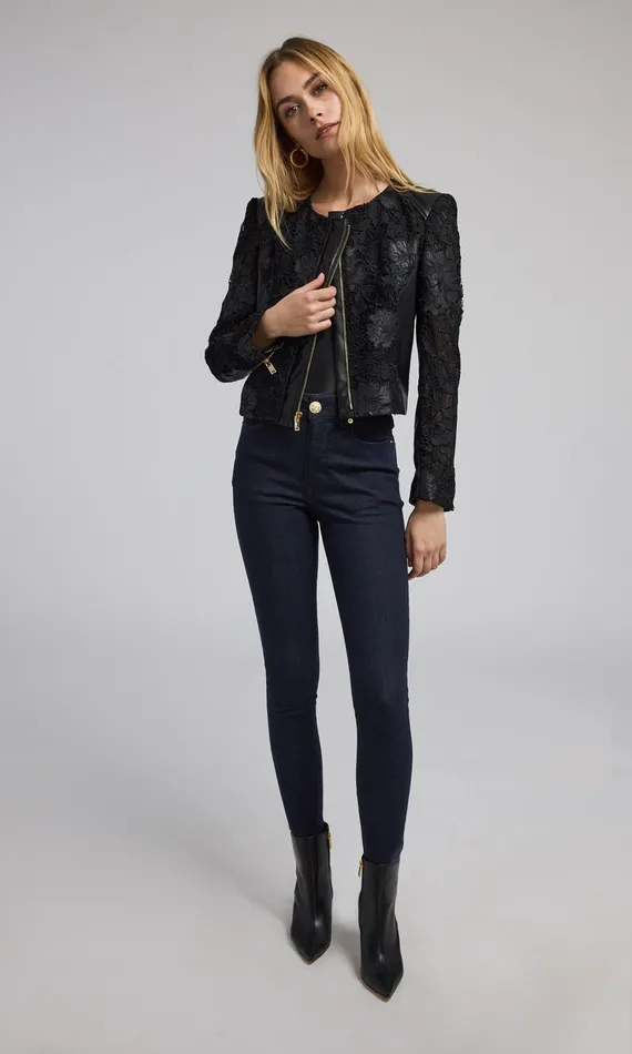 Women Generation Love Clothing Outerwear Dalma Vegan Leather Guipure Jacket Black