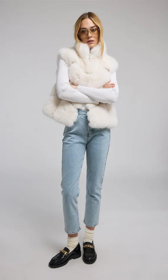 Women Generation Love Clothing Outerwear Rosario Faux Fur Vest White