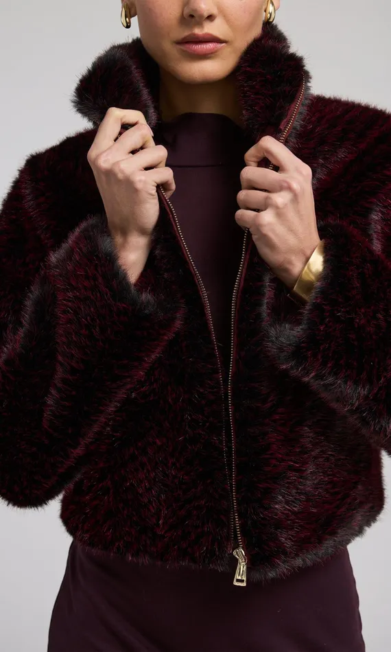 Women Generation Love Clothing Outerwear Roxi Faux Fur Bomber Blackwine