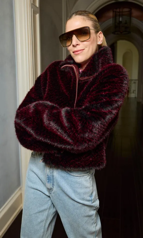 Women Generation Love Clothing Outerwear Roxi Faux Fur Bomber Blackwine