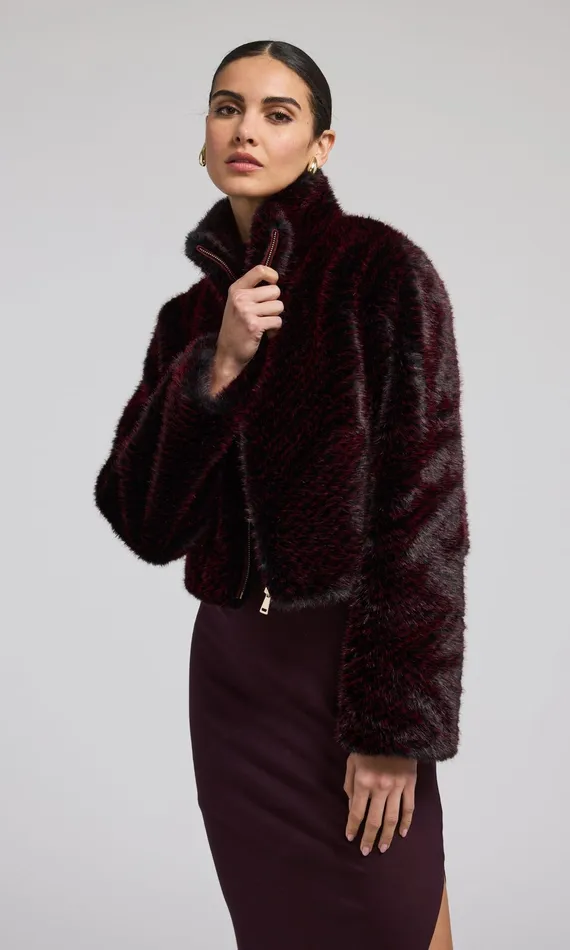 Women Generation Love Clothing Outerwear Roxi Faux Fur Bomber Blackwine