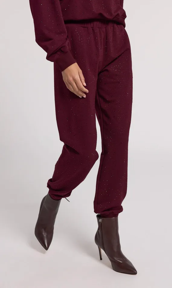 Women Generation Love Clothing Pants Ruel Compact Crystal Sweatpants Black Cherry