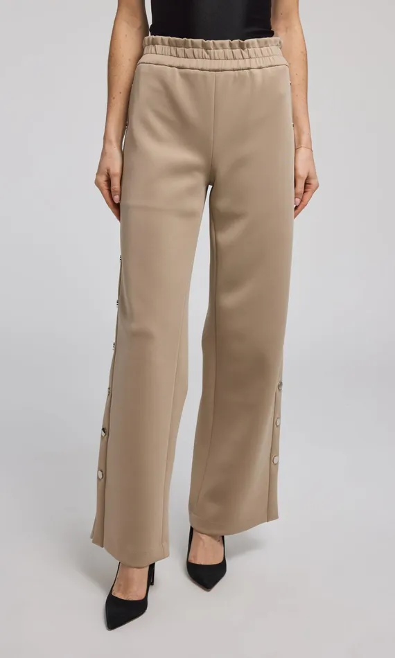 Women Generation Love Clothing Pants Zola Side Snap Scuba Pants Taupe