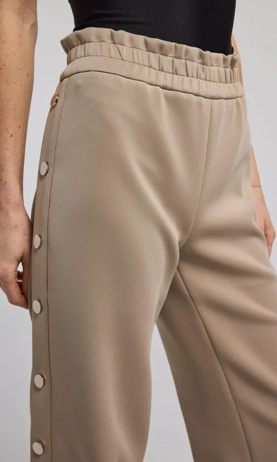Women Generation Love Clothing Pants Zola Side Snap Scuba Pants Taupe