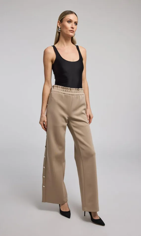 Women Generation Love Clothing Pants Zola Side Snap Scuba Pants Taupe