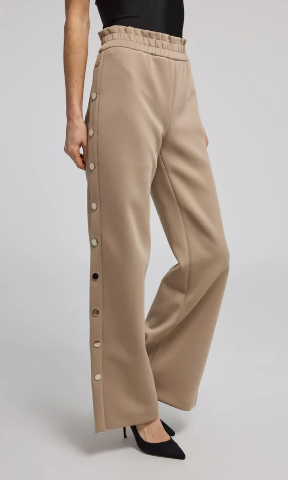 Women Generation Love Clothing Pants Zola Side Snap Scuba Pants Taupe