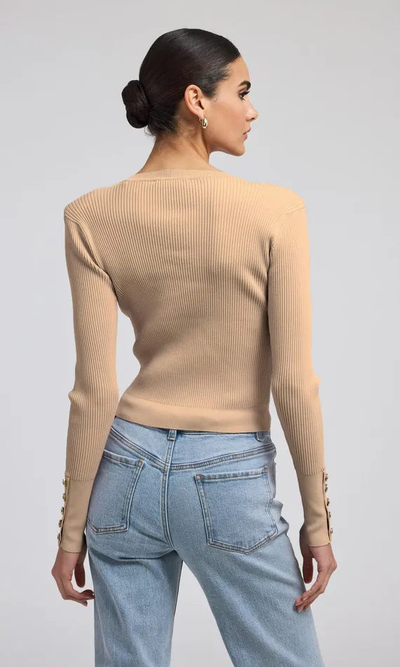 Women Generation Love Clothing Sweaters and Sweatshirts Pennie Rib Cardigan Camel