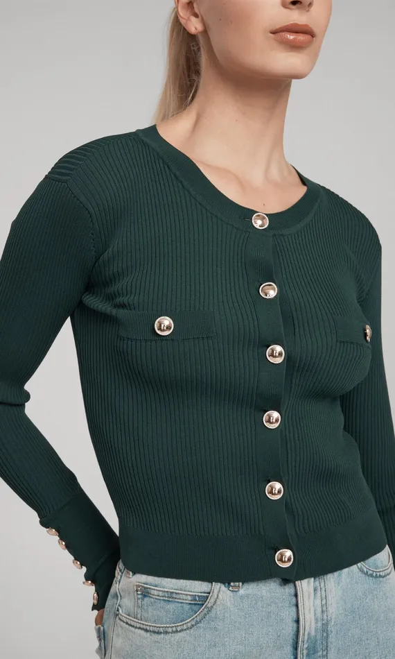 Women Generation Love Clothing Sweaters and Sweatshirts Pennie Rib Cardigan Hunter Green