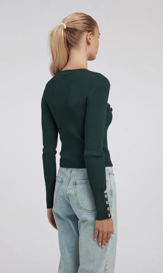 Women Generation Love Clothing Sweaters and Sweatshirts Pennie Rib Cardigan Hunter Green