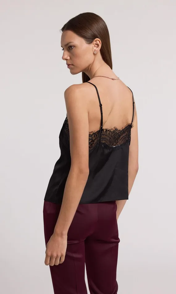Women Generation Love Clothing Tops Alisa Lace Combo Cami Black