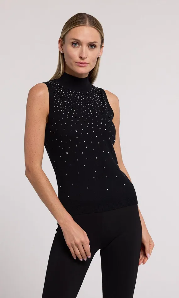 Women Generation Love Clothing Tops Emerson Crystal Sweater Tank Blackclear