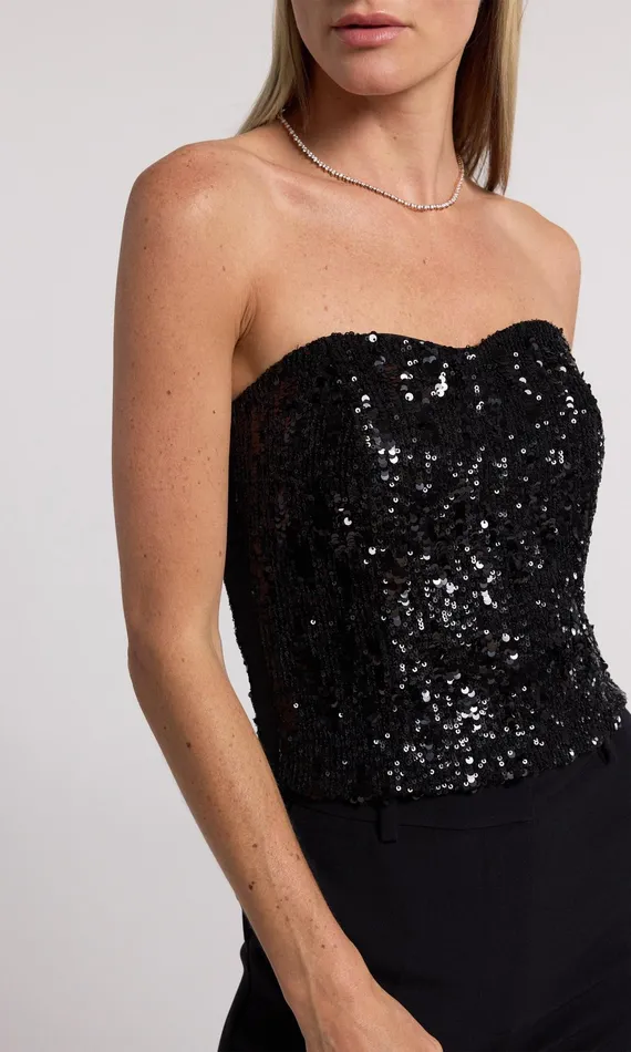 Women Generation Love Clothing Tops Ettie Sequin Bustier Black Women Generation Love Clothing Tops Ettie Sequin Bustier Black
