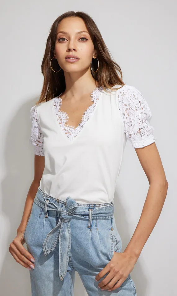 Women Generation Love Clothing Tops Jess Lace Combo Top White