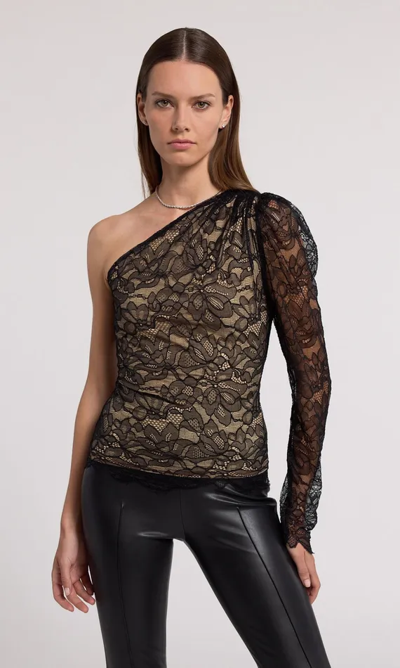 Women Generation Love Clothing Tops Vetta Lace Top Black Beige