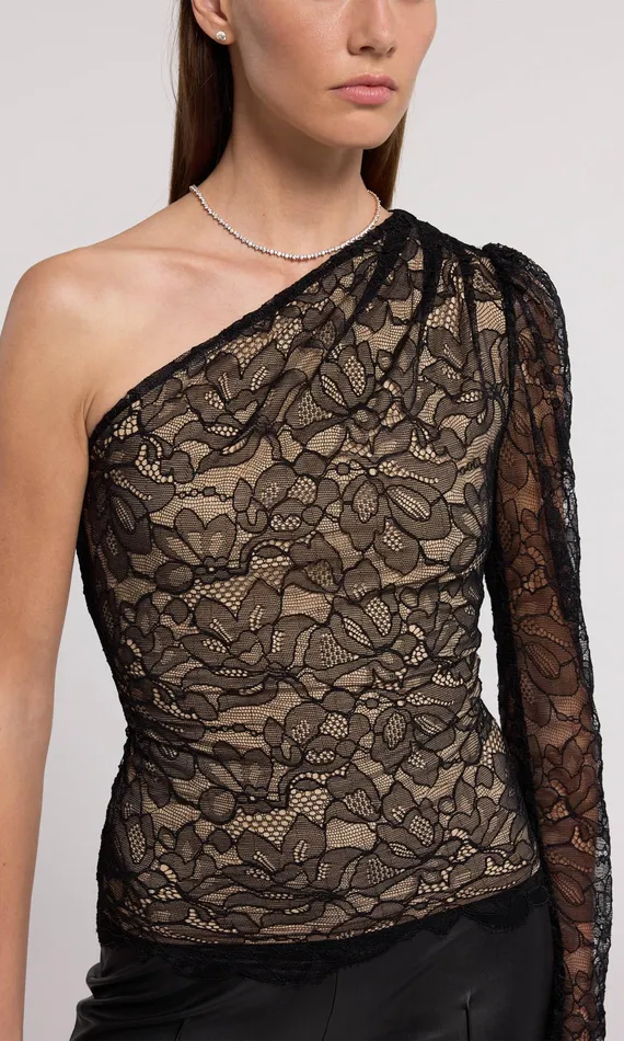 Women Generation Love Clothing Tops Vetta Lace Top Black Beige